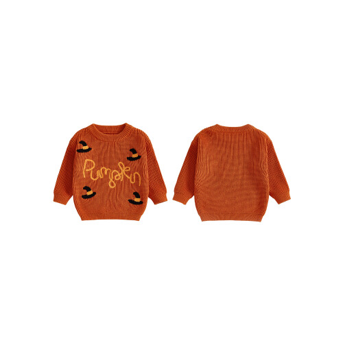 (5-6 Years, Orange) Halloween-Pullover für Kleinkinder grob gestrickt 1