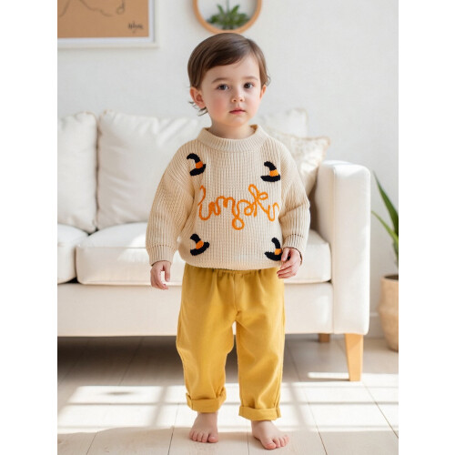 (4-5 Years, Yellow) Halloween-Pullover für Kleinkinder grob gestrickt 2