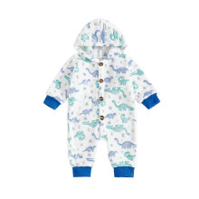 (6-9 Months, Blue) Baby-Fleece-Strampler mit niedlichem Tiermuster, langen Ärmeln und Kapuze, warm für den Winter