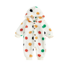 (9-12 Months, White 2) Baby-Fleece-Strampler mit niedlichem Tiermuster, langen Ärmeln und Kapuze, warm für den Winter