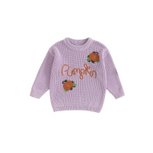(2-3 Years, Purple) Pull d'Halloween pour bébé, citrouille brodée, col rond, manches longues, parfait pour l'automne.
