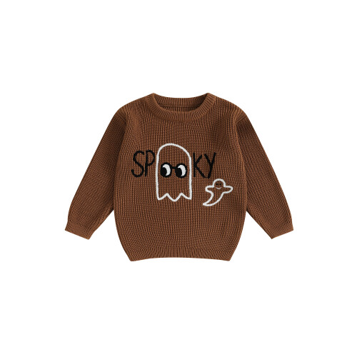 (4-5 Years, Brown) Πουλόβερ νήπια με Halloween, φθινόπωρο/χειμώνα