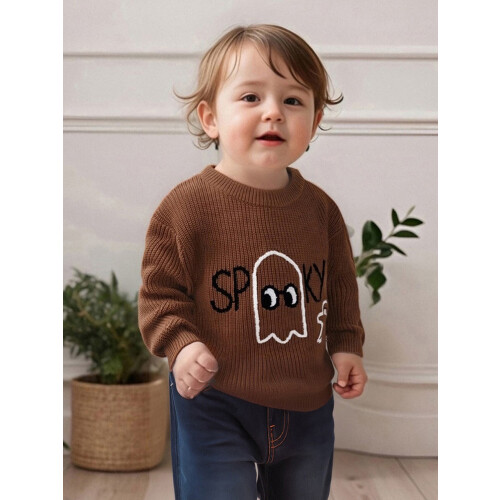 (4-5 Years, Brown) Πουλόβερ νήπια με Halloween, φθινόπωρο/χειμώνα 2