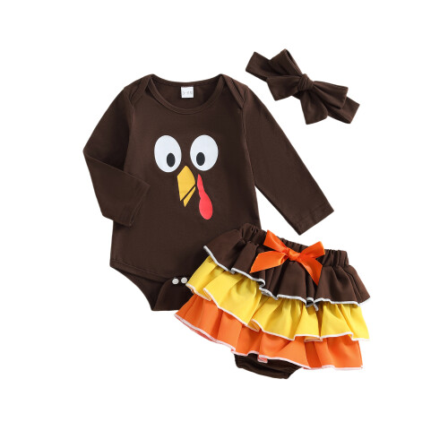 (6-12 Months, Brown) Set de 3 cu fundă.
