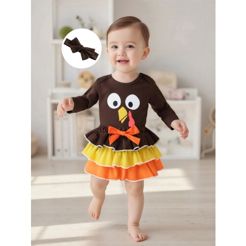 (6-12 Months, Brown) Set de 3 cu fundă. 2