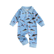 (6-12 Months, Blue) Salopă pentru bebeluși cu pești, mânecă lungă, închidere cu nasturi, haine casual de toamnă