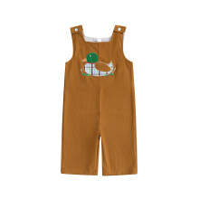 (2-3 Years, Khaki) Salopetă pentru copii, salopetă casual cu broderie fără mâneci, cu model rață, pentru fete și băieți