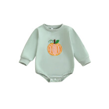 (12-18 Months, Green) Baby-Halloween-Sweatshirt-Strampler mit Kürbis-Stickerei, und Jungen