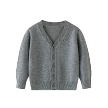 (4 Years, Gray) Pull en maille enfant, manches longues, col en V, cardigan boutonné, vêtements automne pour tout-petits