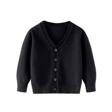 (4 Years, Black) Pull en maille enfant, manches longues, col en V, cardigan boutonné, vêtements automne pour tout-petits