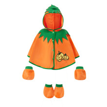 (3-4 Years, Orange) Strój na Halloween dla malucha z kapturem, dynią, peleryną i rękawiczkami