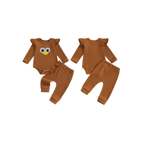 (0-3 Months, Orange) Conjunto de roupa (2 peças). 1