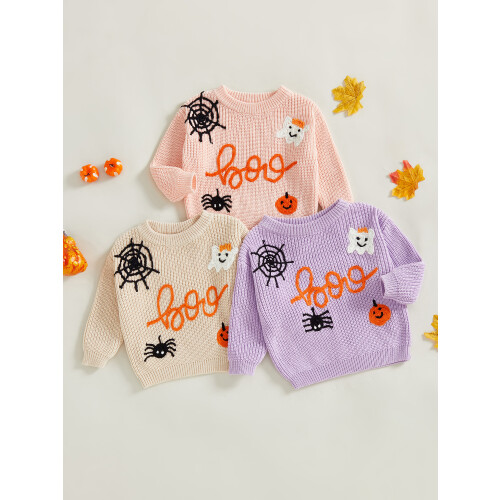 (9-12 Months, Beige) Πλεκτό Πουλόβερ για Halloween, Μακρυμάνικο 2