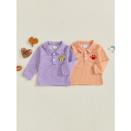 (12-18 Months, Purple) Μπλούζα ζώων με κουμπιά, άνοιξη/φθινόπωρο 2