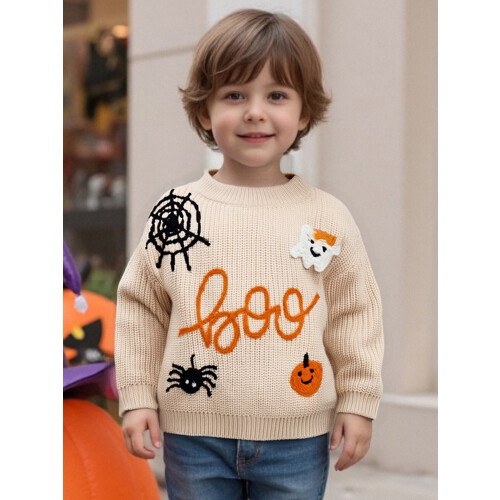 (6-9 Months, Beige) Πλεκτό Πουλόβερ για Halloween, Μακρυμάνικο 2