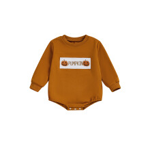 (12-18 Months, Orange) Salopetă Halloween dovleac pentru băieți și fete, guler rotund, mânecă lungă, haine drăguțe de toamnă