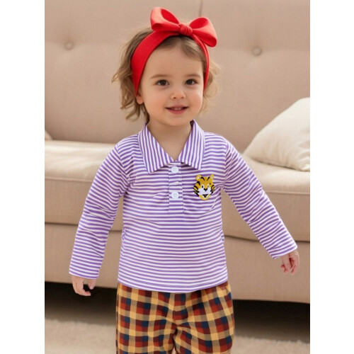 (2-3 Years, Purple) Μπλούζα ζώων με κουμπιά, άνοιξη/φθινόπωρο 2