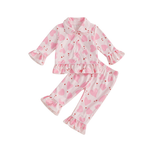 (3-4 Years, Pink) Ensemble pyjama pour la maison.