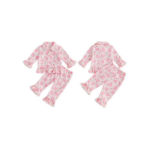 (3-4 Years, Pink) Ensemble pyjama pour la maison. 1