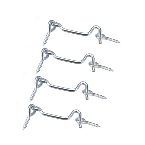 1.7' RustResistant Galvanized Cabin Hook Door Latch for Wooden Doors and Windows, 4pcs