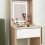 Homcom HOMCOM Compact Dressing Table with Lighted Mirror Open Shelves Natural Wood 9
