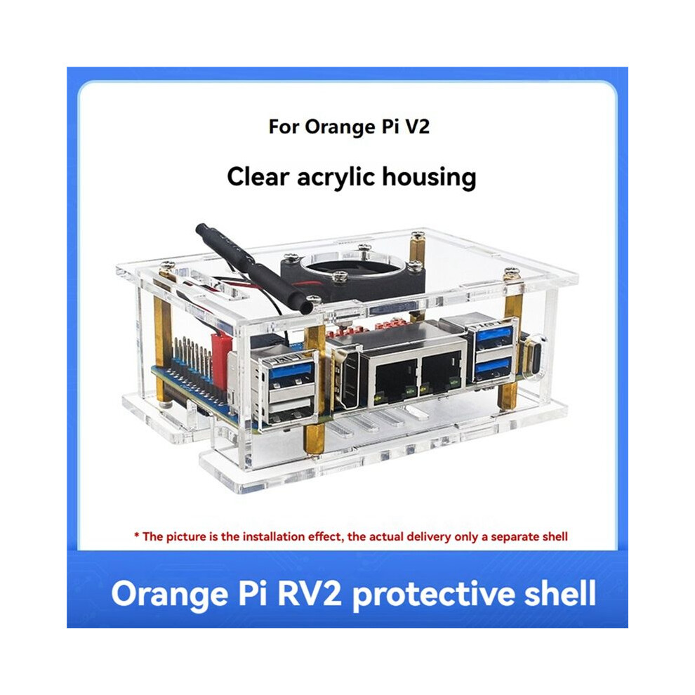 For Pi Rv2 Acrylic Case With Cooling Fan Cooler Transparent Shell For Pi Rv2 Development Board Orange 4851514167279