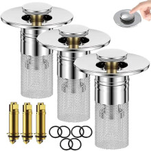 Drain, Stainless Steel - Drain Filter, with Removable Stainless Steel Strainer Basket Hair Catcher