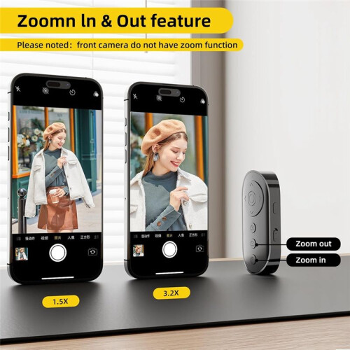 Camera Remote Shutter with Zoom and Front/Rear Camera ,Video Remote Control Selfie Stick Camera Control 2