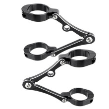 Motorcycle Universal Headlight Bracket Mount Clamp for 39mm-41mm Adjustable Headlight Mount Clamp Black+Silver
