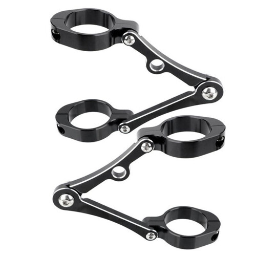 Motorcycle Universal Headlight Bracket Mount Clamp for 39mm-41mm Adjustable Headlight Mount Clamp Black+Silver