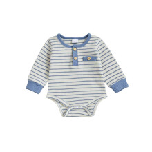 (0-3 Months, Blue) Pelele para bebé niño, body de manga larga con rayas, ideal para otoño y uso diario.