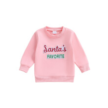(2-3 Years, Pink) Geansaí Nollag do Chailíní le Bróidnéireacht, Pullover Muineál Cruf le Muinchille Fada