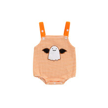 (3-6 Months, Orange) Mono de bebé niña bordado con fantasma, sin mangas, a rayas, estilo Halloween, para bebé.