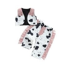 (12-18 Months, Pink) Zweiteiliges Kinder-Outfit, ärmellose Weste in Kontrastfarbe mit Hose, Sommeroutfit für Mädchen und Jungen.