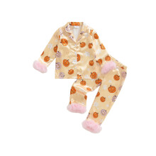 (18-24 Months, Khaki) Tyttöjen Halloween-pyjama-setit Pitkähihaiset Kukkakuviot Kurpitsat Paita ja housut Yöasut