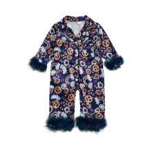 (0-3 Months, Blue) Halloween-pyjama vauva vastasyntynyt tyttö poika kurpitsa pitkähihainen romper-nappikauluspaita söpö yöasu