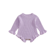 (3-6 Months, Purple) Φθινοπωρινό μονόχρωμο πλεκτό ολόσωμη φόρμα