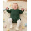 (6-9M, army green) Φθινοπωρινό μονόχρωμο πλεκτό ολόσωμη φόρμα 5