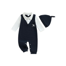(3-6 Months, Black) Salopetă de toamnă pentru bebeluși băieți, cu mânecă lungă, imprimeu dinozaur, lungime completă și pălărie