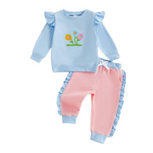 (6-12 Months, Blue) Peuter/baby meisjes herfstoutfit: (2-delige set)