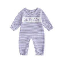 (0-3 Months, Purple) Romper Fómhair do Chailíní Leanbh le Bróidnéireacht, Muinchille Fada & Coiléar Bábóige