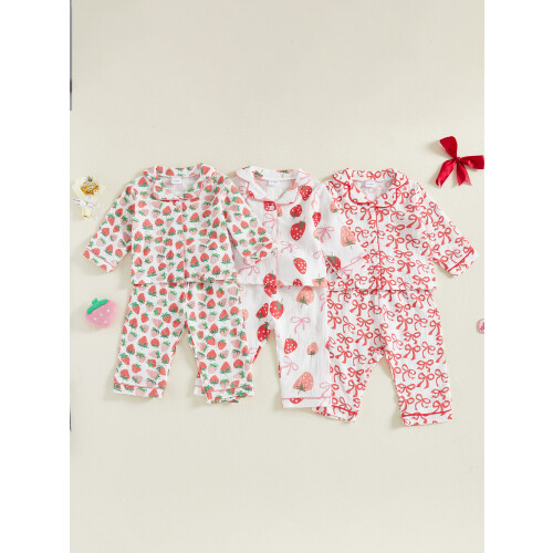 (2-3 Years, Red) Pyjama set voor met aardbeienprint. 2