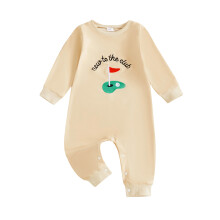 (6-9 Months, Apricot) Salopetă de toamnă pentru bebeluși băieți, cu mânecă lungă, broderie golf, lungime completă.