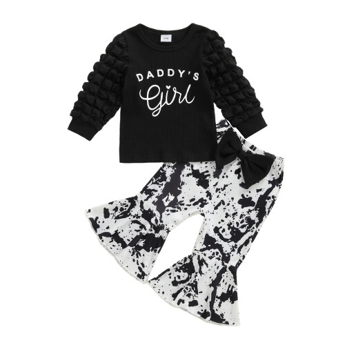 (12-18 Months, Black) Σετ παντελονιών 2 αγελάδας, μακρυμάνικη.