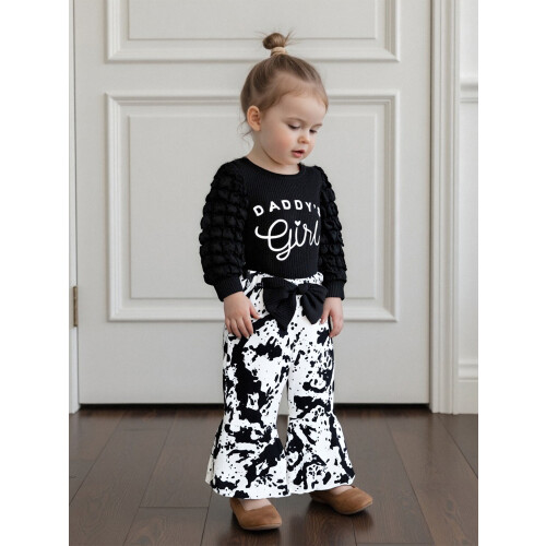 (12-18 Months, Black) Σετ παντελονιών 2 αγελάδας, μακρυμάνικη. 2