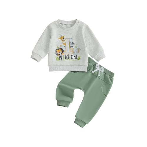 (6-12 Months, Green) Conjunto de primer ropa infantil.