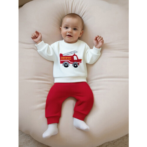 (12-18 Months, Red) Φθινοπωρινά σετ παντελονιών πυροσβεστικού οχήματος 1