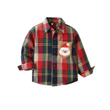 (80, Red) Kindershirt met kerstruitjes voor peuters, casual kerstmanshirt met borstzak en lange mouwen, herfstkleding.