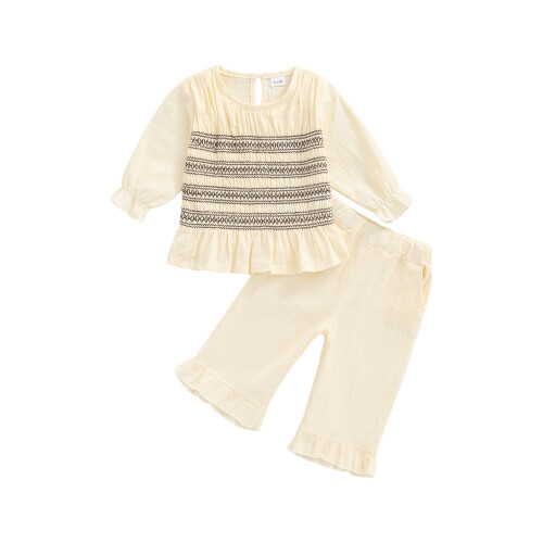 (3-4 Years, Khaki) Ensemble d'automne bébé et lin.