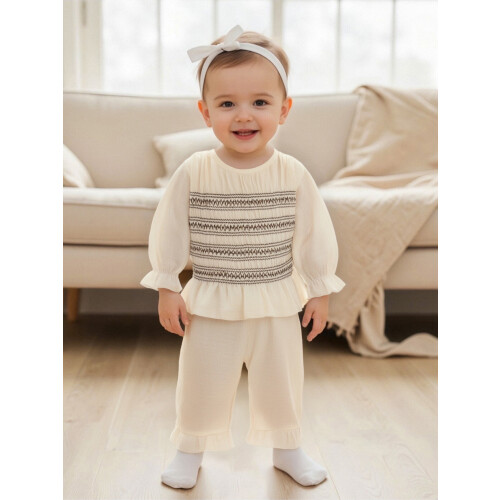 (3-4 Years, Khaki) Ensemble d'automne bébé et lin. 2